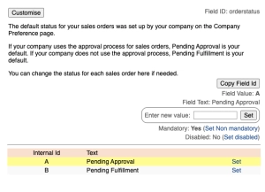 Error: Line 'Sales Order'. Parameter 'orderStatus'. Parameter set value event. Requested value 'B' was not found. 1 NSOrderStatuses